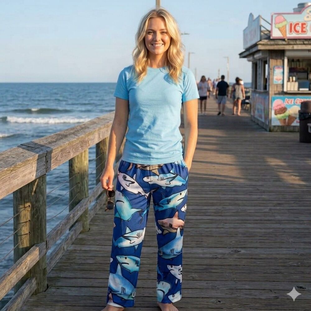 Women's Size Medium blue shark print pants